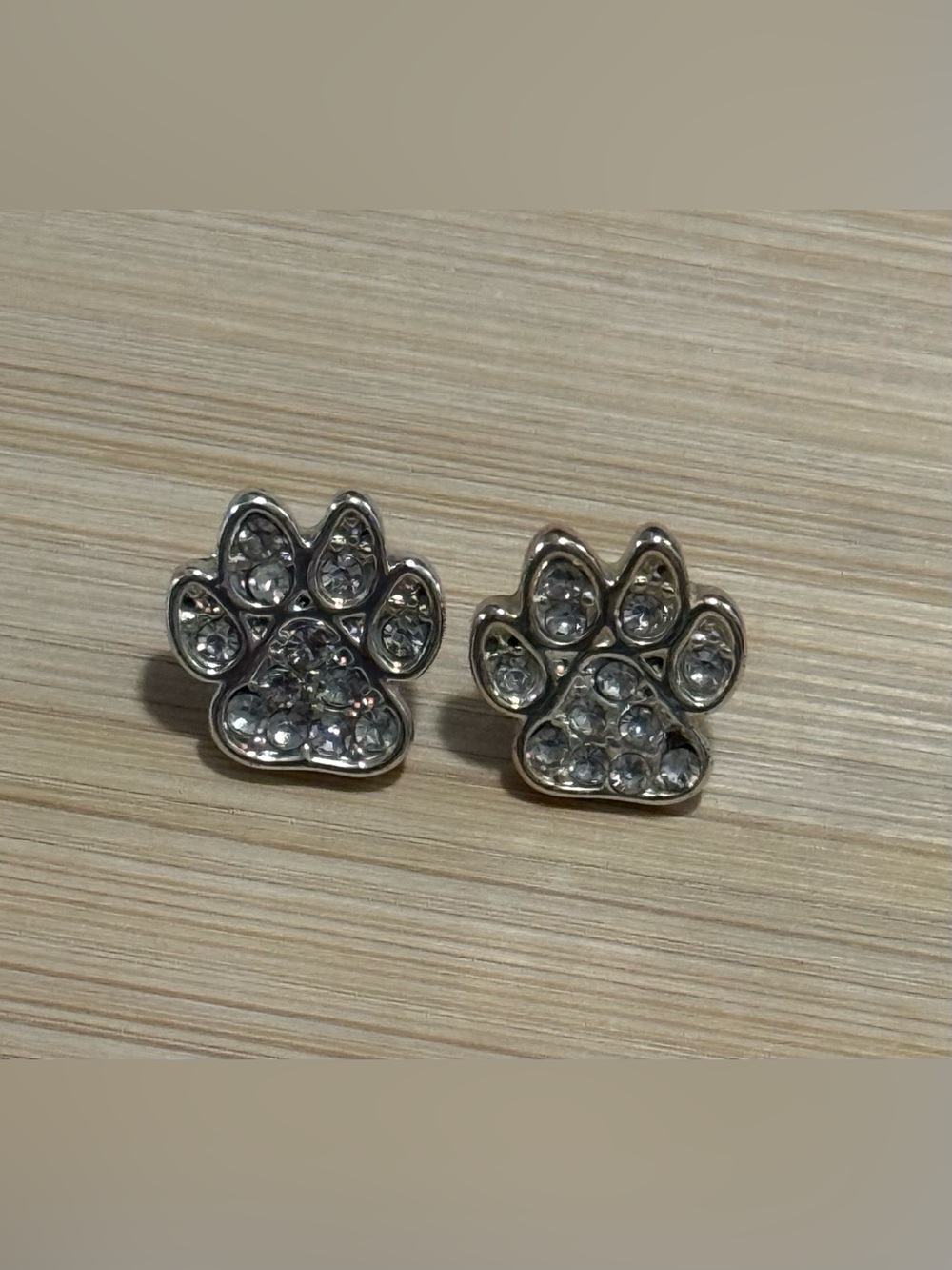 Rhinestone Paw Print Stud Earrings